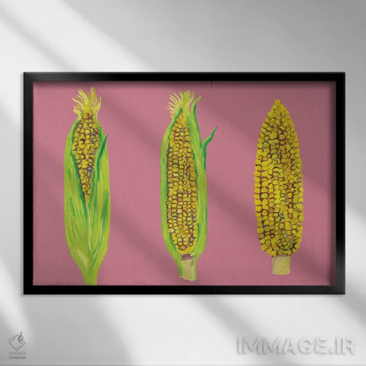 تابلو ذرت شیرین روی صورتی اثر آلیس استراکر - نمای قابدار مشکی