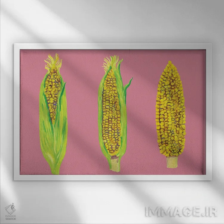 تابلو ذرت شیرین روی صورتی اثر آلیس استراکر - نمای قابدار سفید