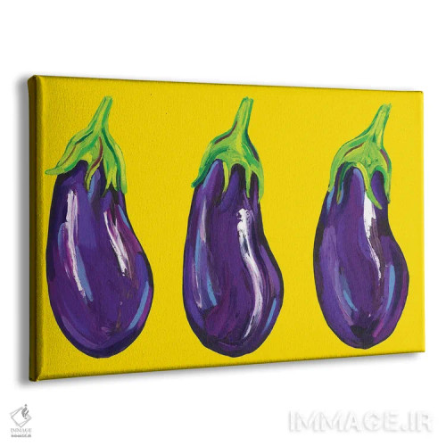 تابلو بادمجان روی زرد اثر آلیس استراکر - نمای پرسپکتیو محصول