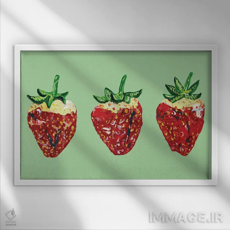 تابلو توتفرنگی بریتانیا روی سبز روشن اثر آلیس استراکر - نمای قابدار سفید