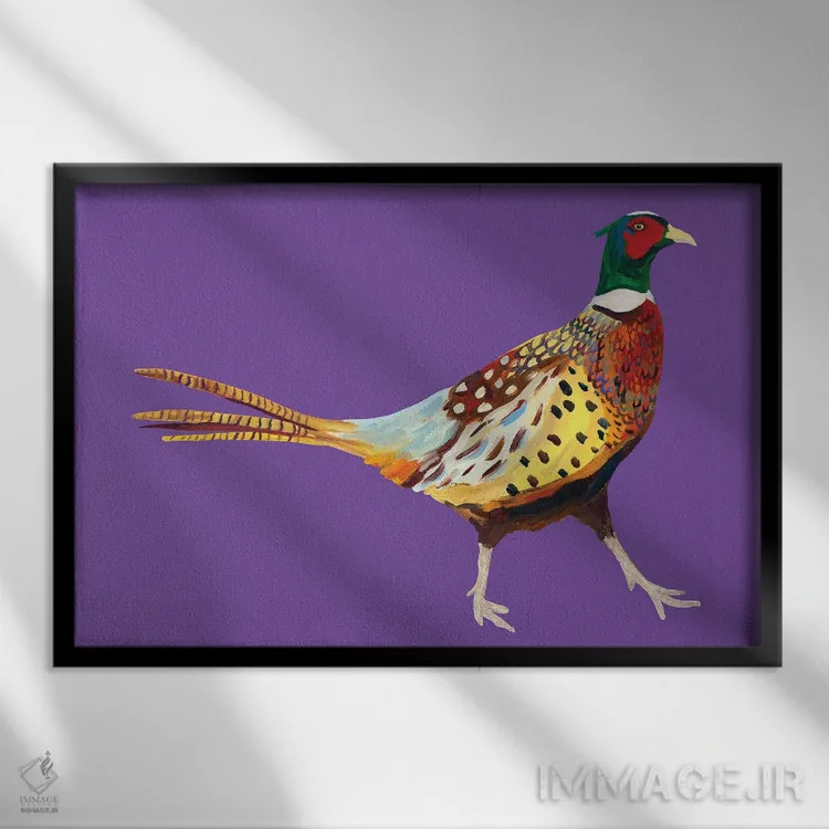 تابلو قرقاول روی بنفش اثر آلیس استراکر - نمای قابدار مشکی