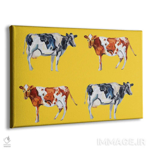 تابلو هنر گاو روی زرد اثر آلیس استراکر - نمای پرسپکتیو محصول