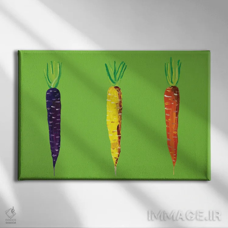 تابلو هویج روی سبز اثر آلیس استراکر - نمای روبهرو روی دیوار