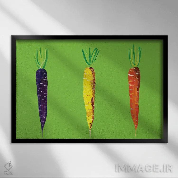 تابلو هویج روی سبز اثر آلیس استراکر - نمای قابدار مشکی