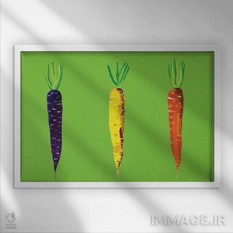 تابلو هویج روی سبز اثر آلیس استراکر - نمای قابدار سفید