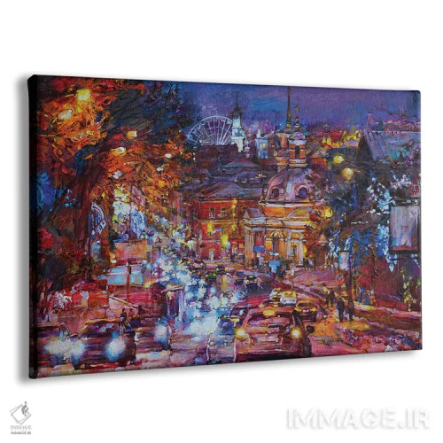 تابلو منظرهٔ شب مدرن شهر اثر اندریی کوتساچنکو - نمای پرسپکتیو محصول