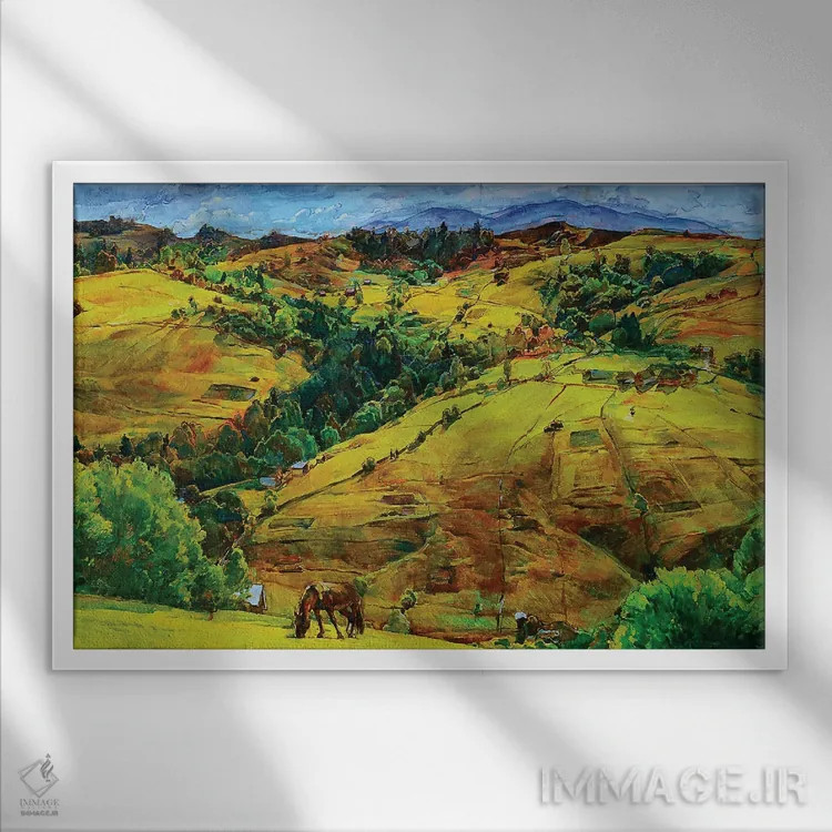 تابلو چشمانداز کوهستانی اثر اندریی کوتساچنکو - نمای قابدار سفید