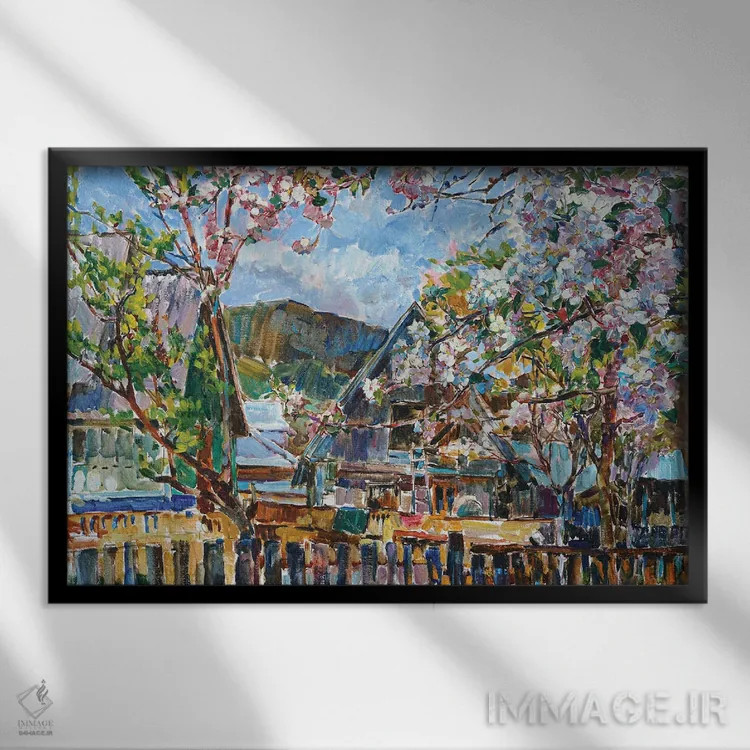 تابلو باغ شکوفهدار اثر اندریی کوتساچنکو - نمای قابدار مشکی