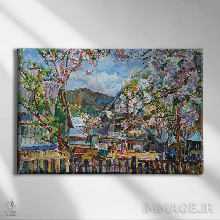 تابلو باغ شکوفهدار اثر اندریی کوتساچنکو - نمای روبهرو روی دیوار