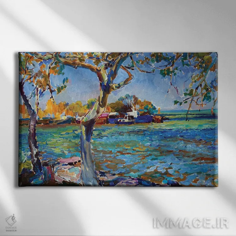 تابلو بندر آرام دریا اثر اندریی کوتساچنکو - نمای روبهرو روی دیوار