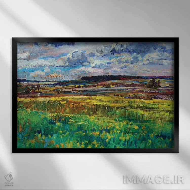 تابلو منظرهای با دشت و آسمان اثر اندریی کوتساچنکو - نمای قابدار مشکی
