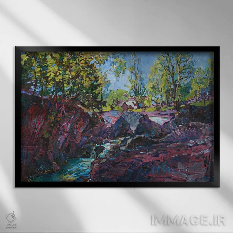 تابلو درهٔ کوهستانی اثر اندریی کوتساچنکو - نمای قابدار مشکی