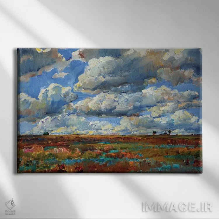 تابلو آسمان آبی و ابرها اثر اندریی کوتساچنکو - نمای روبهرو روی دیوار