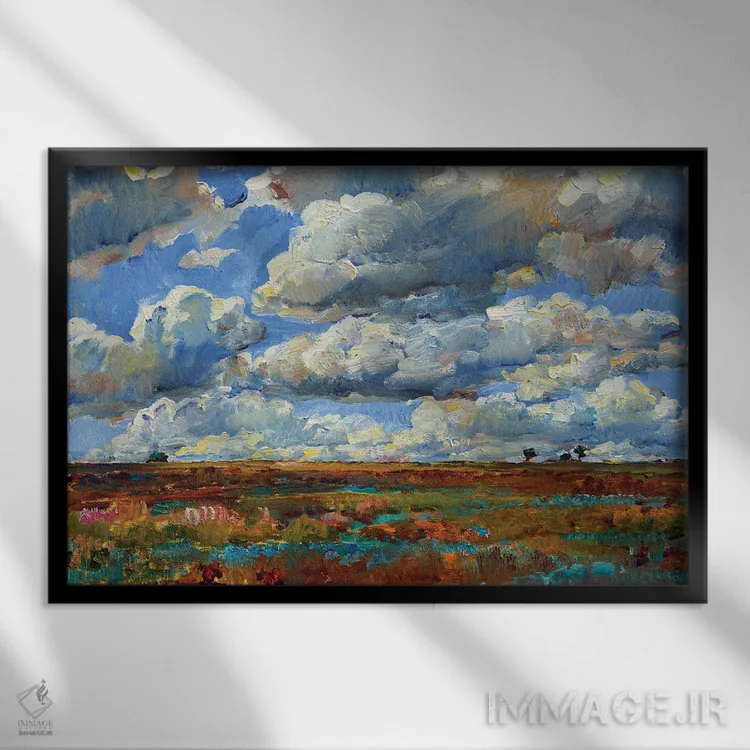 تابلو آسمان آبی و ابرها اثر اندریی کوتساچنکو - نمای قابدار مشکی