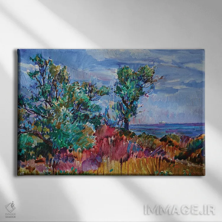 تابلو درختان کنار دریا اثر اندریی کوتساچنکو - نمای روبهرو روی دیوار