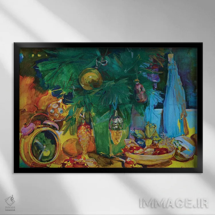 تابلو شب کریسمس دنج اثر اندریی کوتساچنکو - نمای قابدار مشکی