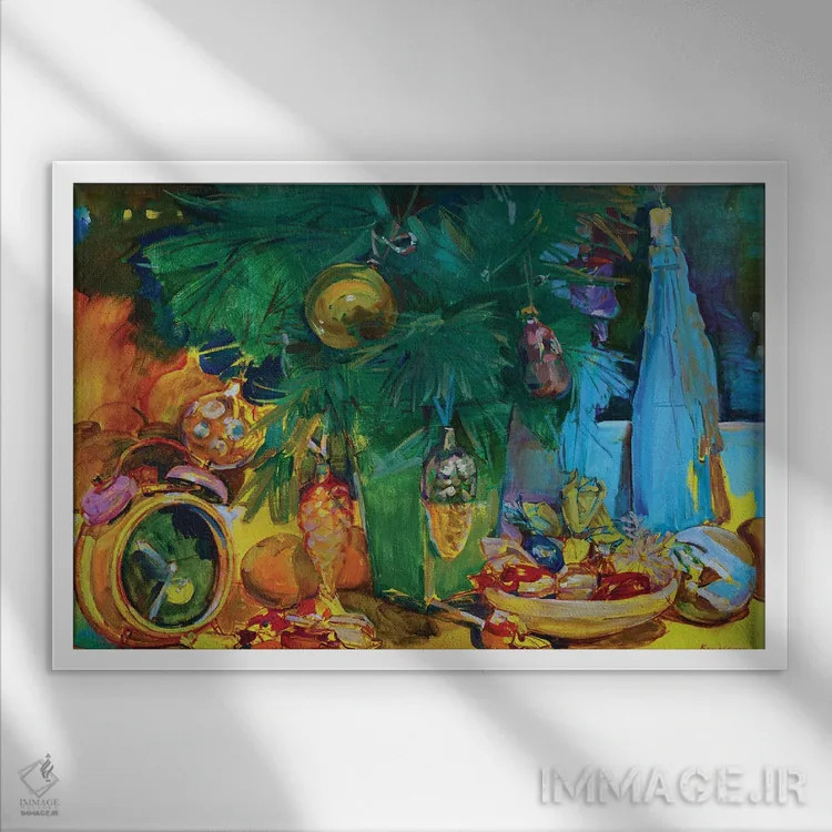 تابلو شب کریسمس دنج اثر اندریی کوتساچنکو - نمای قابدار سفید