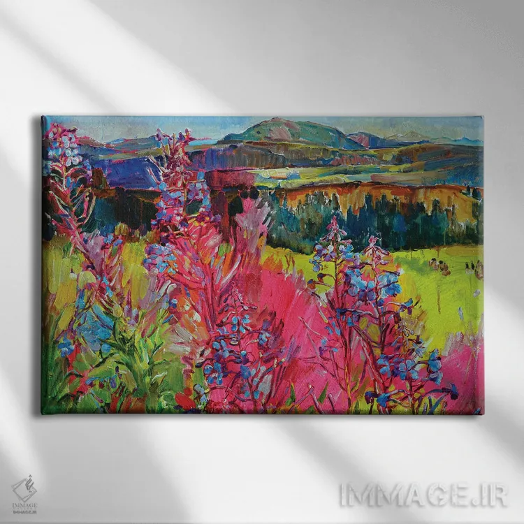 تابلو گلها در کوهستان اثر اندریی کوتساچنکو - نمای روبهرو روی دیوار