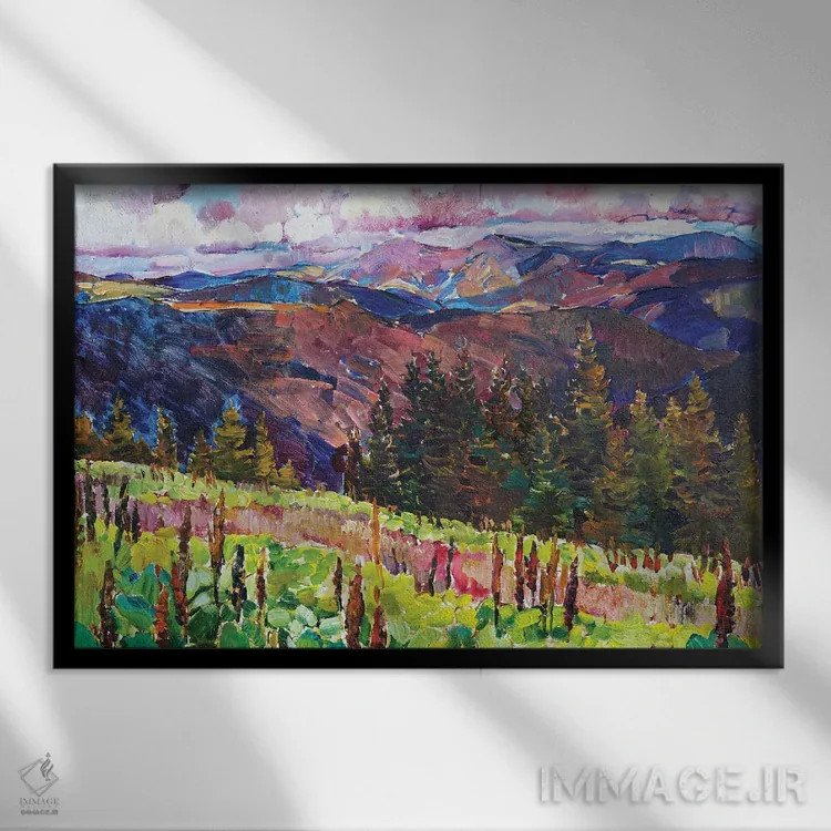 تابلو منظرهٔ کوهستانی اثر اندریی کوتساچنکو - نمای قابدار مشکی