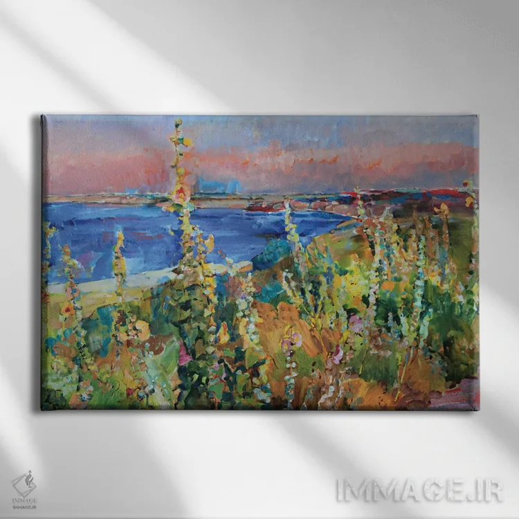 تابلو ختمیها در پسزمینهٔ دریا اثر اندریی کوتساچنکو - نمای روبهرو روی دیوار