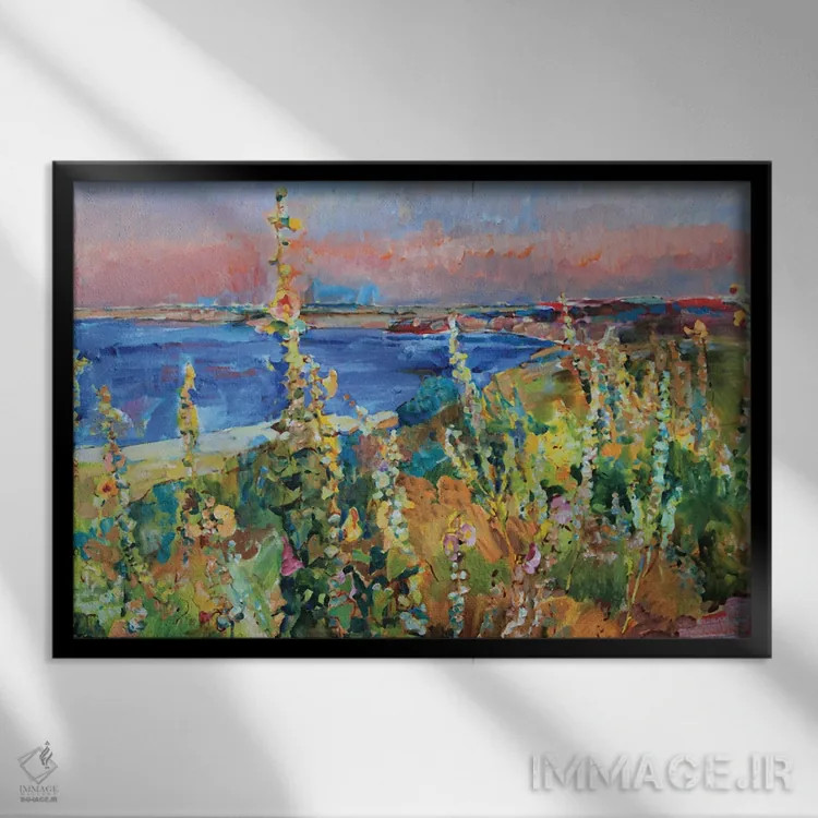 تابلو ختمیها در پسزمینهٔ دریا اثر اندریی کوتساچنکو - نمای قابدار مشکی