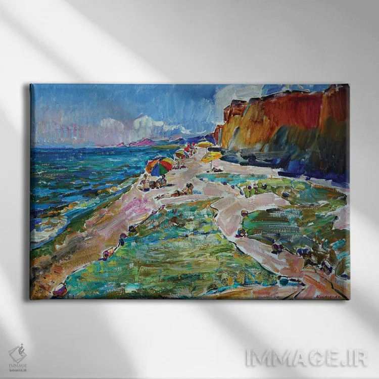 تابلو ساحل همراه با تور ماهیگیری اثر اندریی کوتساچنکو - نمای روبهرو روی دیوار