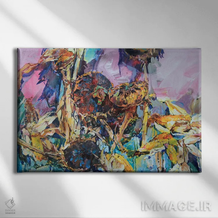 تابلو آفتابگردانهای رسیده اثر اندریی کوتساچنکو - نمای روبهرو روی دیوار