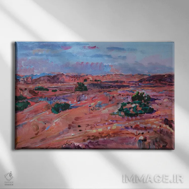 تابلو کویر صورتی اثر اندریی کوتساچنکو - نمای روبهرو روی دیوار