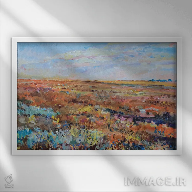 تابلو استپ پاییزی، صبحگاه اثر اندریی کوتساچنکو - نمای قابدار سفید