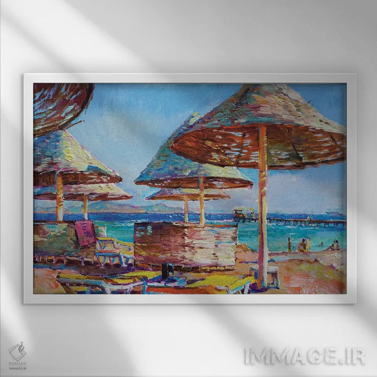 تابلو در کنار دریا اثر اندریی کوتساچنکو - نمای قابدار سفید