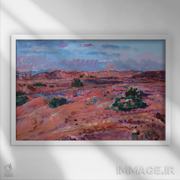 تابلو کویر صورتی اثر اندریی کوتساچنکو - نمای قابدار سفید