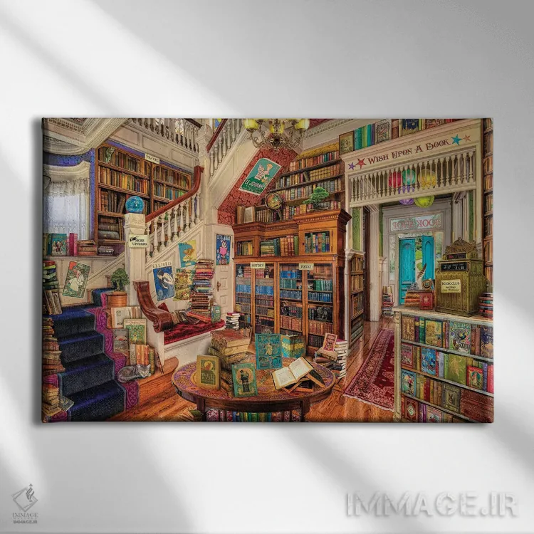 تابلو آرزو در کتابفروشی ۲ اثر ایمی استوارت - نمای روبهرو روی دیوار