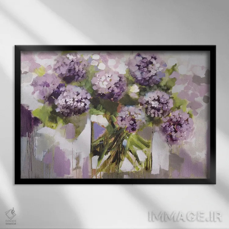 تابلو هورتانسیا سرخشده (گل) اثر آماندا جی. بروکس - نمای قابدار مشکی