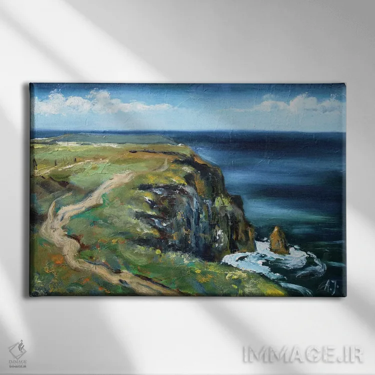 تابلو ایرلند، صخرههای موهر اثر الکساندرا جاگودا - نمای روبهرو روی دیوار