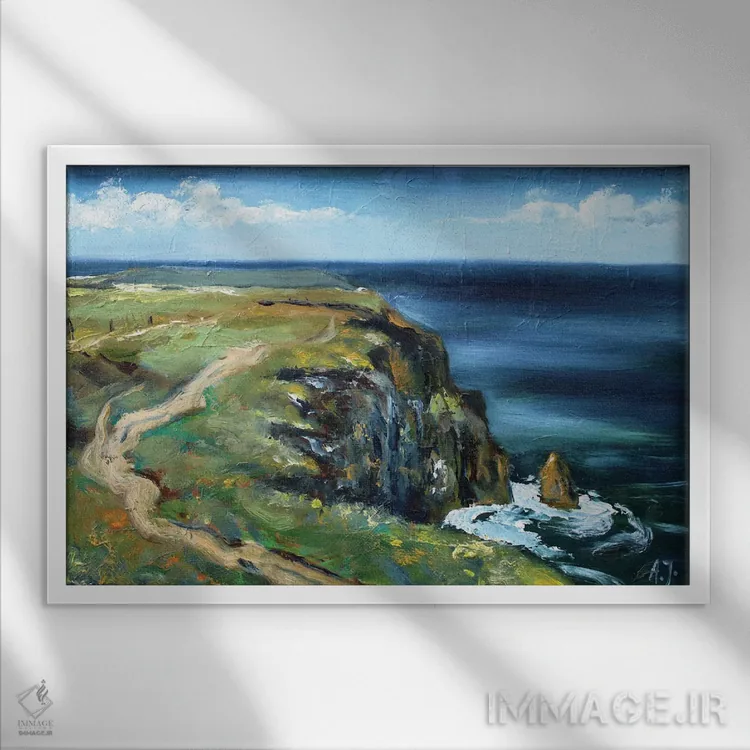 تابلو ایرلند، صخرههای موهر اثر الکساندرا جاگودا - نمای قابدار سفید