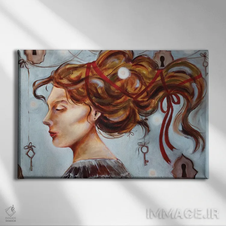 تابلو روبان قرمز اثر الکساندرا جاگودا - نمای روبهرو روی دیوار