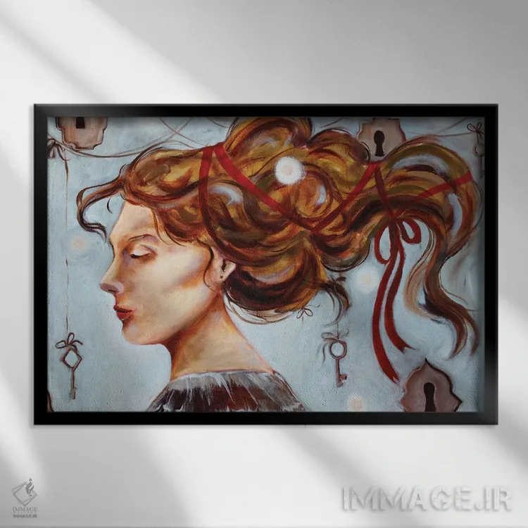 تابلو روبان قرمز اثر الکساندرا جاگودا - نمای قابدار مشکی