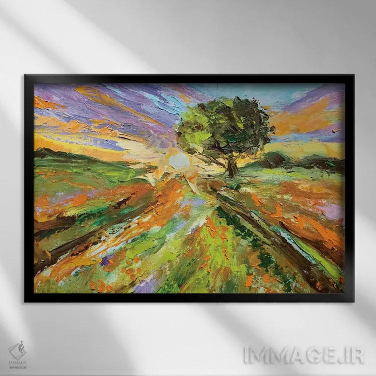 تابلو غروب نارنجی اثر الکساندرا جاگودا - نمای قابدار مشکی
