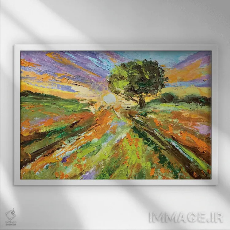تابلو غروب نارنجی اثر الکساندرا جاگودا - نمای قابدار سفید