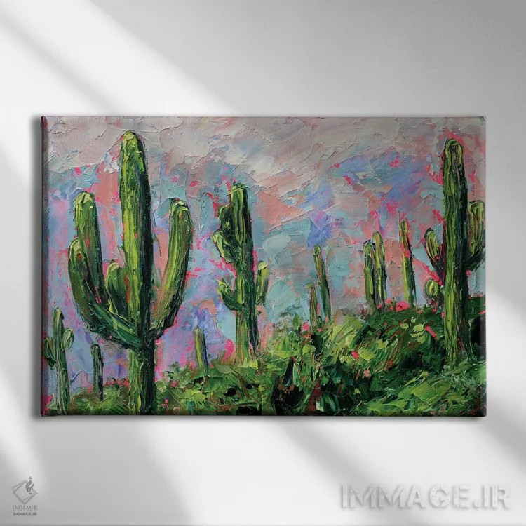 تابلو ساگوارو (نوعی کاکتوس) اثر الکساندرا جاگودا - نمای روبهرو روی دیوار