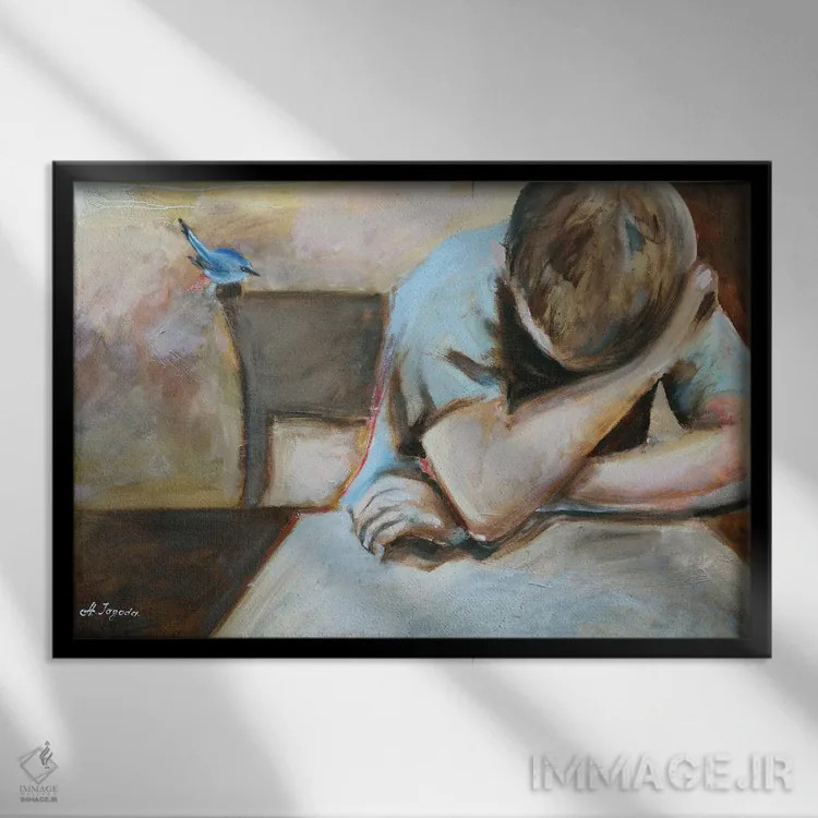 تابلو یک پرنده کوچک اثر الکساندرا جاگودا - نمای قابدار مشکی