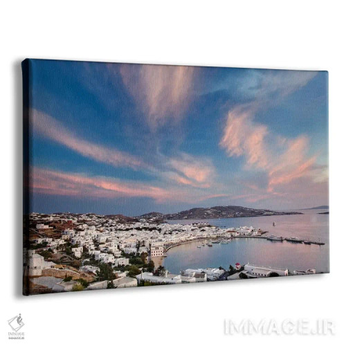 تابلو بندر دهکده، میکونوس، سیکلادها، یونان اثر آدام جونز - نمای پرسپکتیو محصول