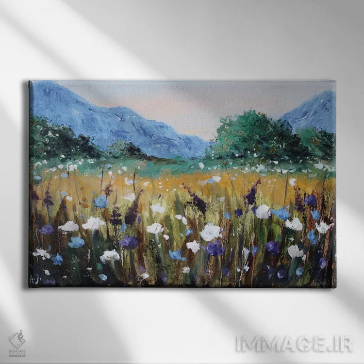 تابلو منظره کوههای آبی اثر الکساندرا جاگودا - نمای روبهرو روی دیوار