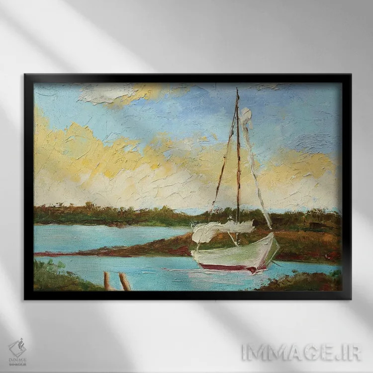 تابلو در انتظار باد موافق اثر الکساندرا جاگودا - نمای قابدار مشکی