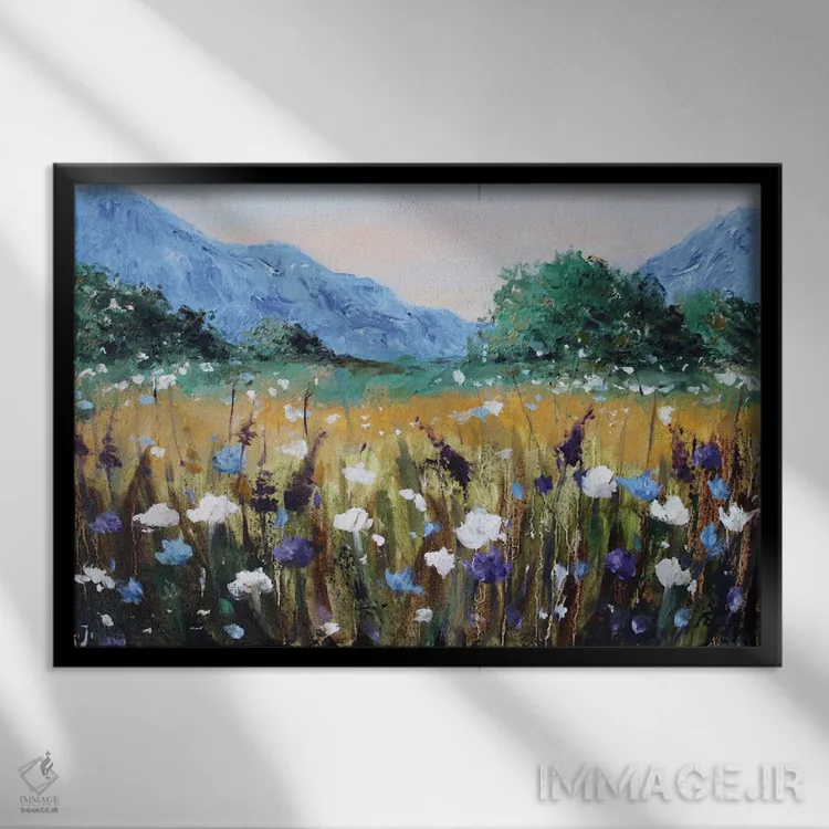 تابلو منظره کوههای آبی اثر الکساندرا جاگودا - نمای قابدار مشکی