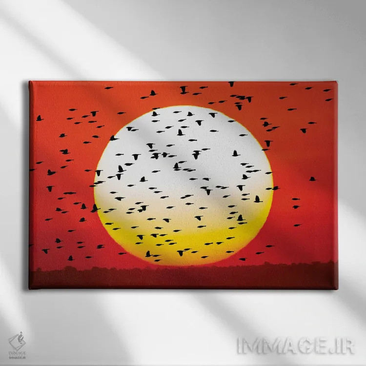 تابلو گروه سار بلکبرد بالقرمز در مقابل خورشید بزرگ، پناهگاه حیات وحش بوسکه دل آپاچی، نیومکزیکو اثر آدام جونز - نمای روبهرو روی دیوار