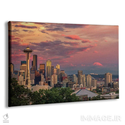 تابلو خط افق سیاتل، ایالت واشنگتن و کوه رینیر در دوردست اثر آدام جونز - نمای پرسپکتیو محصول