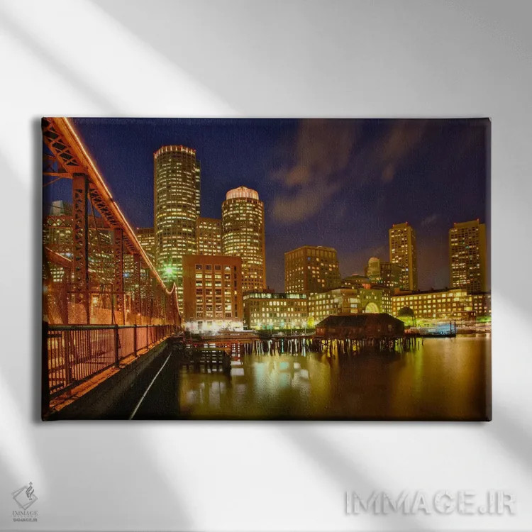 تابلو نمایی جزئی از خط افق مرکز شهر بوستون، ماساچوست، آمریکا اثر آدام جونز - نمای روبهرو روی دیوار