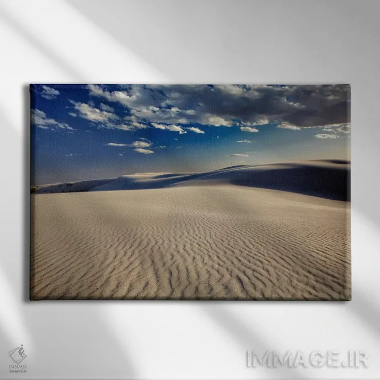 تابلو تپههای شنی موجدار، یادمان ملی شنهای سفید، حوضه تولاروسا، نیومکزیکو، آمریکا اثر آدام جونز - نمای روبهرو روی دیوار