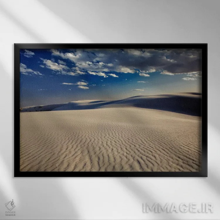 تابلو تپههای شنی موجدار، یادمان ملی شنهای سفید، حوضه تولاروسا، نیومکزیکو، آمریکا اثر آدام جونز - نمای قابدار مشکی